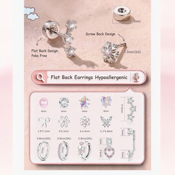 Dainty Hypoallergenic Earrings—14 Sets - Picture 5 of 5
